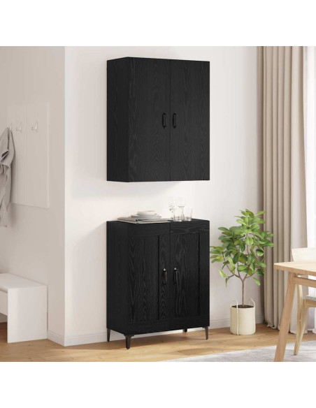 Credenza Rovere Nero 69,5 x 34 x 180 cm Legno multistrato