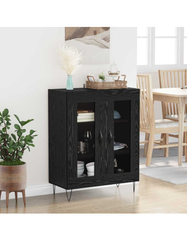 Credenza Rovere Nero 69,5 x 34 x 90 cm Legno multistrato