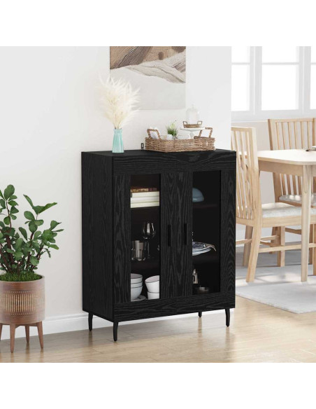 Credenza Rovere Nero 69,5 x 34 x 90 cm Legno multistrato