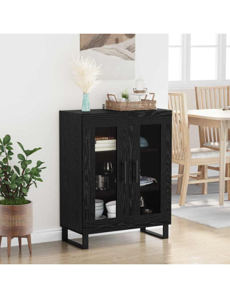 Credenza Rovere Nero 69,5 x 34 x 90 cm Legno multistrato