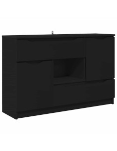 Credenza con cassetto Nero 100 x 30 x 65,6 Legno multistrato 2