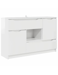 Credenza Bianco Lucido 100 x 30 x 65,6 Legno multistrato 2