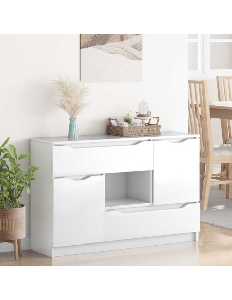 Credenza Bianco Lucido 100 x 30 x 65,6 Legno multistrato