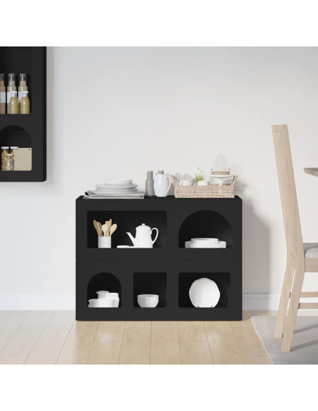 Credenza Nero 80.5 x 35 x 59 cm Legno multistrato