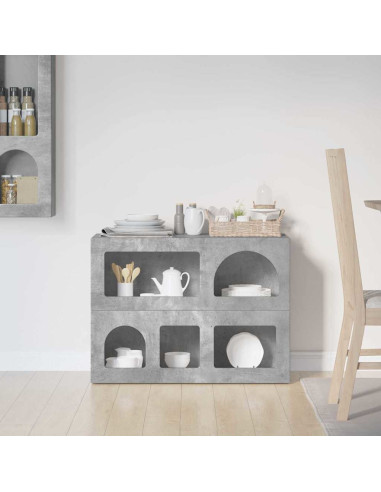 Credenza Grigio cemento 80.5 x 35 x 59 cm Legno multistrato