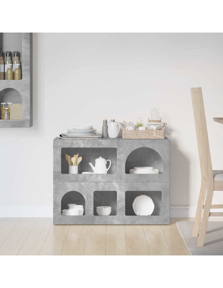 Credenza Grigio cemento 80.5 x 35 x 59 cm Legno multistrato