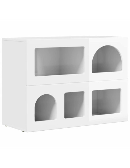 Credenza Bianco Lucido 80.5 x 35 x 59 cm Legno multistrato