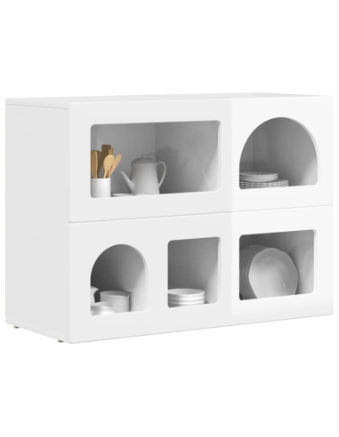 Credenza Bianco Lucido 80.5 x 35 x 59 cm Legno multistrato