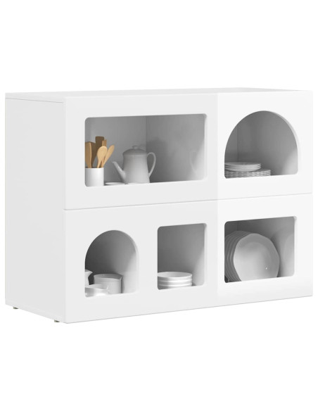 Credenza Bianco Lucido 80.5 x 35 x 59 cm Legno multistrato