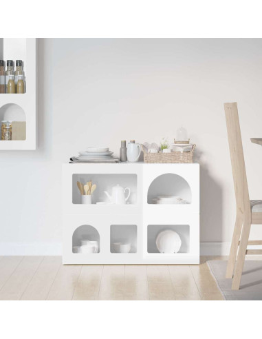 Credenza Bianco Lucido 80.5 x 35 x 59 cm Legno multistrato