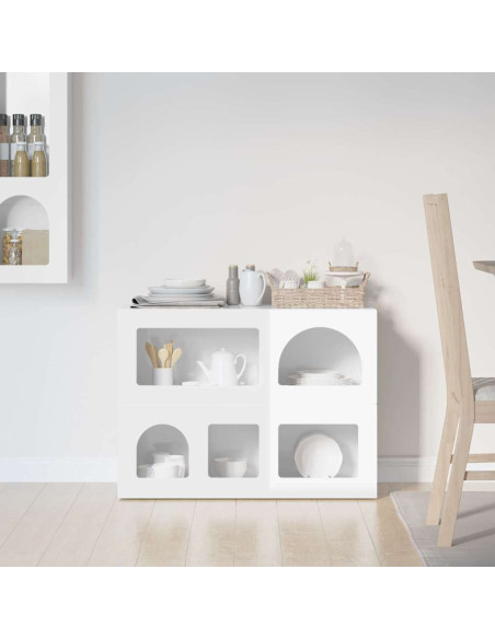 Credenza Bianco Lucido 80.5 x 35 x 59 cm Legno multistrato
