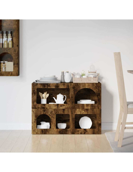 Credenza Rovere fumé 80.5 x 35 x 59 cm Legno multistrato