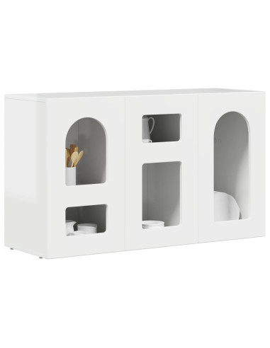 Credenza Bianco Lucido 100 x 35 x 59 cm Legno multistrato