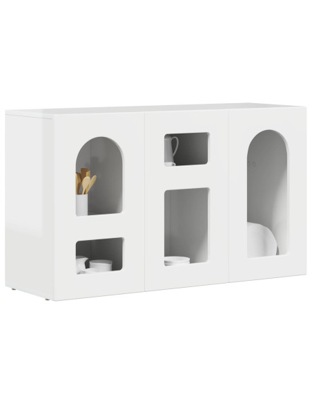 Credenza Bianco Lucido 100 x 35 x 59 cm Legno multistrato