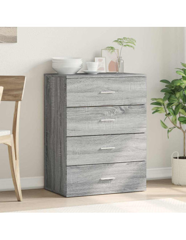 Credenza Grigio Sonoma 60x39x80 cm in Legno Multistrato