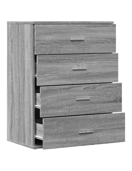 Credenza Grigio Sonoma 60x39x80 cm in Legno Multistrato