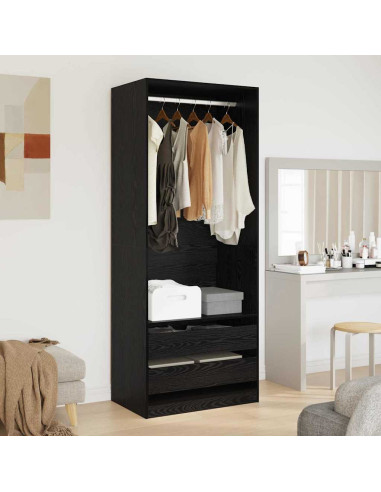 Guardaroba Rovere Nero 80 x 50 x 200 cm Legno multistrato