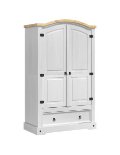 Guardaroba con cassetto Bianco 101 x 52 x 170 cm Pino massello 2