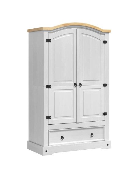 Guardaroba con cassetto Bianco 101 x 52 x 170 cm Pino massello