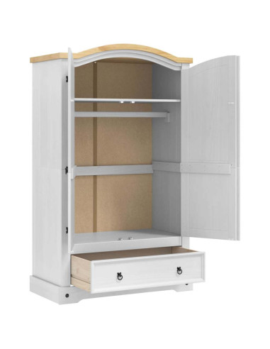 Guardaroba con cassetto Bianco 101 x 52 x 170 cm Pino massello