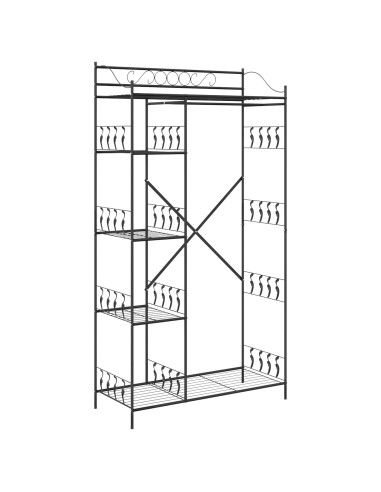 Armadio Aperto con lo scaffale Nero 101 x 43 x 188 cm Acciaio