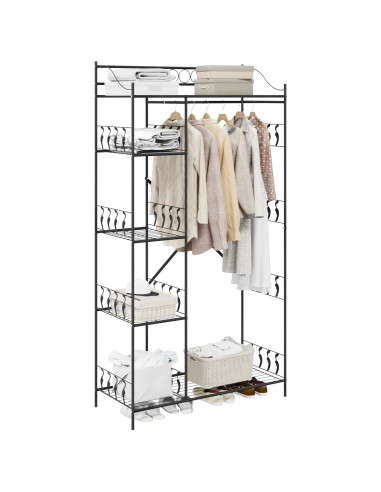 Armadio Aperto con lo scaffale Nero 101 x 43 x 188 cm Acciaio