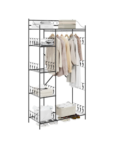 Armadio Aperto con lo scaffale Nero 101 x 43 x 188 cm Acciaio