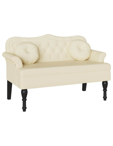 Panca Chesterfield Crema 120,5 x 65 x 75 cm Pelle Sintetica