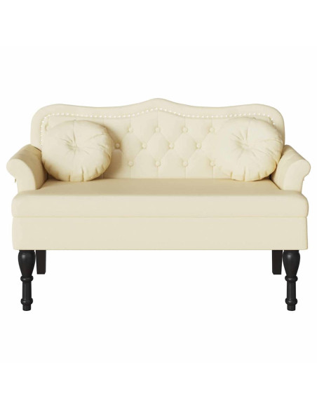 Panca Chesterfield Crema 120,5 x 65 x 75 cm Pelle Sintetica