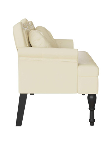 Panca Chesterfield Crema 120,5 x 65 x 75 cm Pelle Sintetica