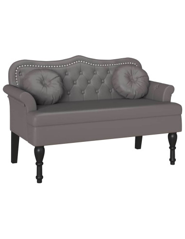 Panca Chesterfield Grigio 120,5 x 65 x 75 cm Pelle Sintetica