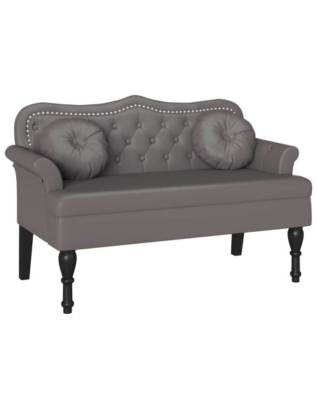Panca Chesterfield Grigio 120,5 x 65 x 75 cm Pelle Sintetica