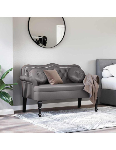 Panca Chesterfield Grigio 120,5 x 65 x 75 cm Pelle Sintetica