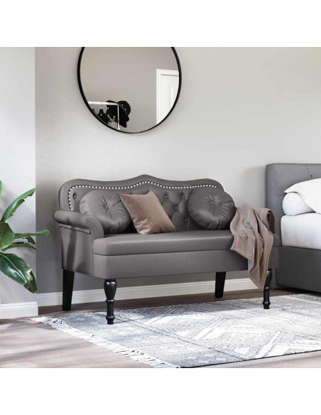 Panca Chesterfield Grigio 120,5 x 65 x 75 cm Pelle Sintetica