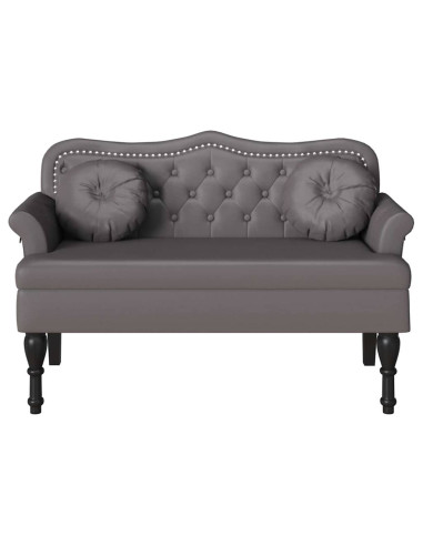 Panca Chesterfield Grigio 120,5 x 65 x 75 cm Pelle Sintetica