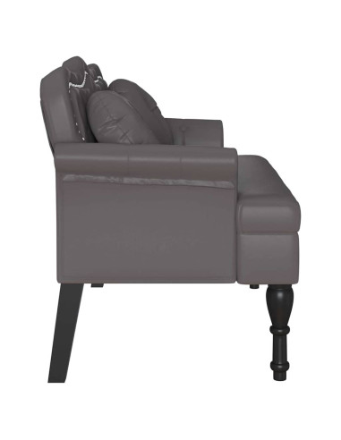 Panca Chesterfield Grigio 120,5 x 65 x 75 cm Pelle Sintetica