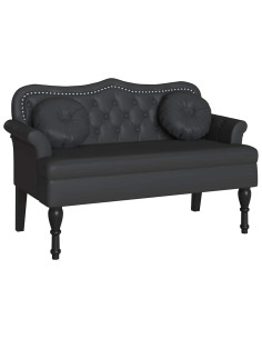 Panca Chesterfield Nero 120,5 x 65 x 75 cm Pelle Sintetica 2