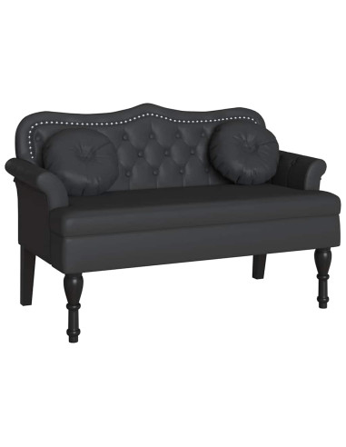 Panca Chesterfield Nero 120,5 x 65 x 75 cm Pelle Sintetica