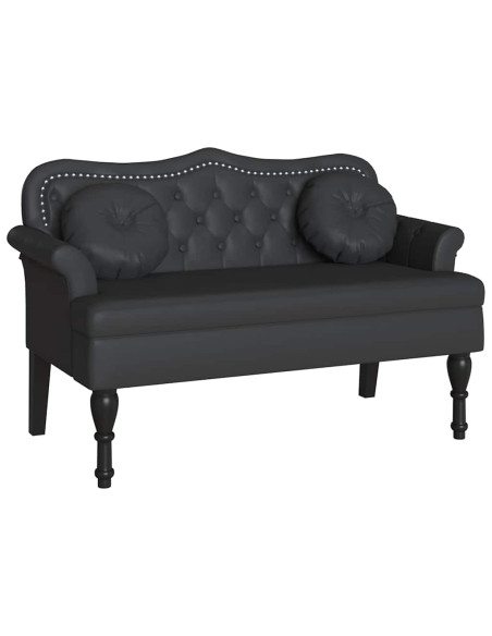 Panca Chesterfield Nero 120,5 x 65 x 75 cm Pelle Sintetica