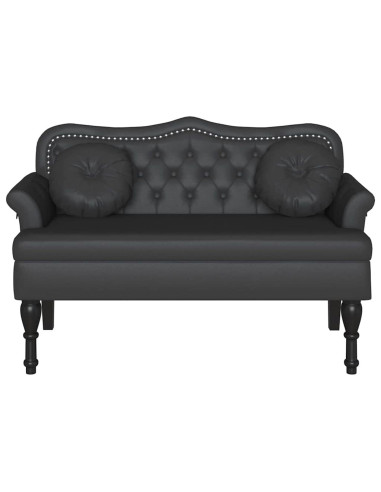 Panca Chesterfield Nero 120,5 x 65 x 75 cm Pelle Sintetica