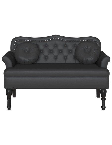 Panca Chesterfield Nero 120,5 x 65 x 75 cm Pelle Sintetica