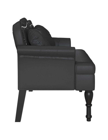 Panca Chesterfield Nero 120,5 x 65 x 75 cm Pelle Sintetica