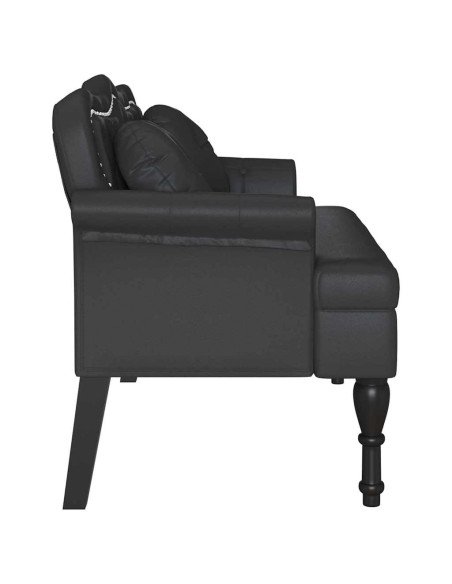 Panca Chesterfield Nero 120,5 x 65 x 75 cm Pelle Sintetica