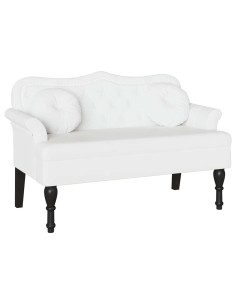 Panca Chesterfield Bianco 120,5 x 65 x 75 cm Pelle Sintetica 2