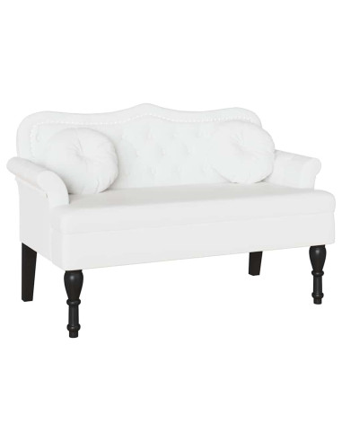 Panca Chesterfield Bianco 120,5 x 65 x 75 cm Pelle Sintetica