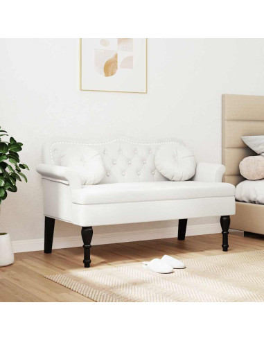 Panca Chesterfield Bianco 120,5 x 65 x 75 cm Pelle Sintetica
