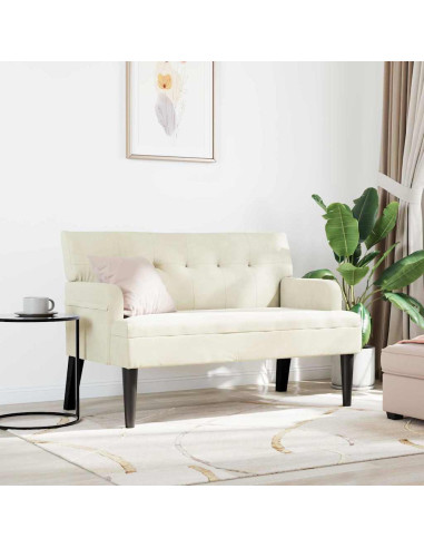 Panca Chesterfield Crema 112 x 65,5 x 75 cm Velluto