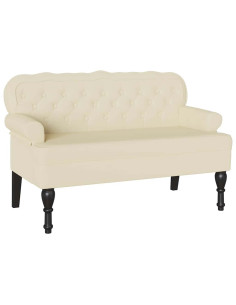 Panca Chesterfield Crema 119,5 x 64,5 x 75 cm Pelle Sintetica 2