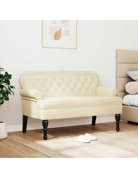 Panca Chesterfield Crema 119,5 x 64,5 x 75 cm Pelle Sintetica