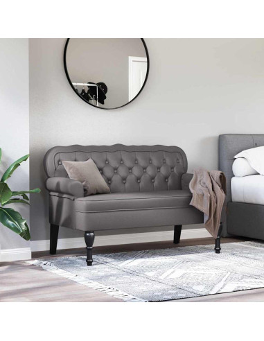 Panca Chesterfield Grigio 119,5 x 64,5 x 75 cm Pelle Sintetica
